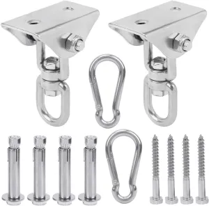 Stainless Steel Swing Hanging Kit, 2Pcs Swing Hangers 2Pcs Mountaineering Buckle with 4Pcs Screws and 4Pcs Bolts Marine Application Hook