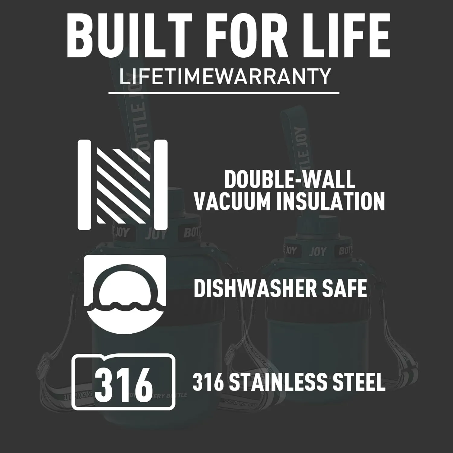 Stainless-Steel Water Bottle: Leakproof Lid, Perfect Sip, Double Insulated, Eco-Friendly, Dishwasher Safe & Stylish Strap (Forest, 32 oz)