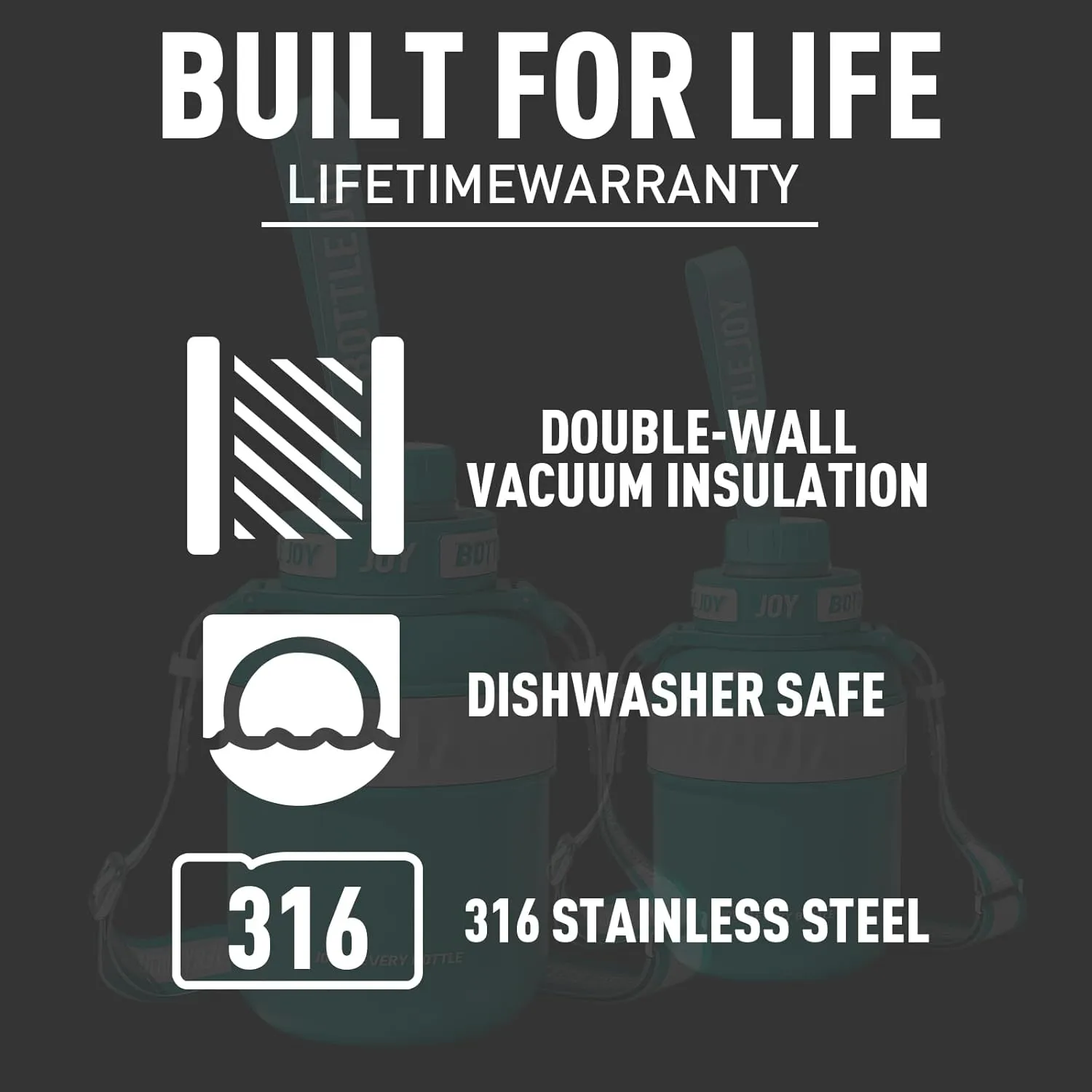 Stainless-Steel Water Bottle: Leakproof Lid, Perfect Sip, Double Insulated, Eco-Friendly, Dishwasher Safe & Stylish Strap (Ocean, 32 oz)