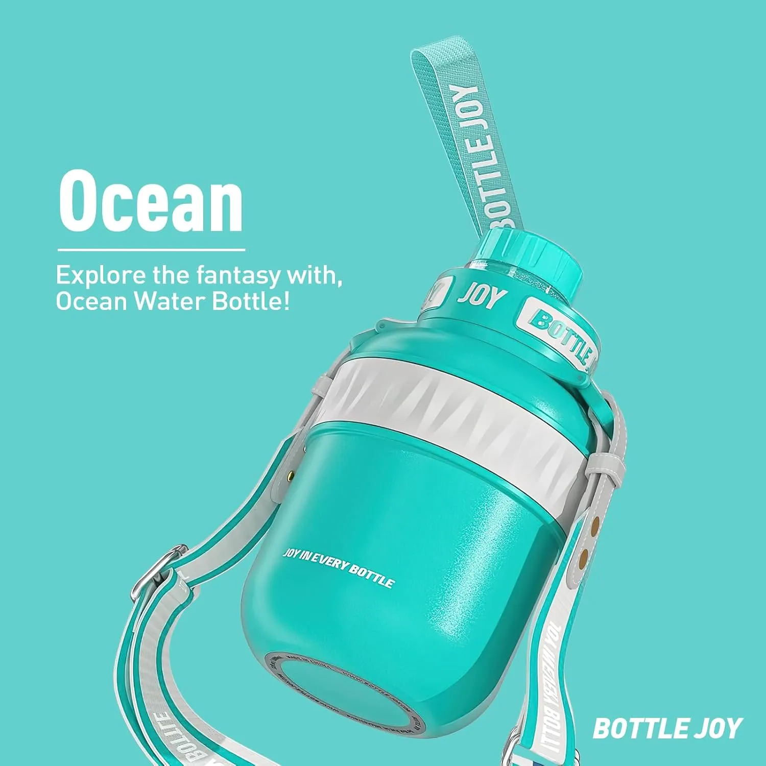 Stainless-Steel Water Bottle: Leakproof Lid, Perfect Sip, Double Insulated, Eco-Friendly, Dishwasher Safe & Stylish Strap (Ocean, 32 oz)