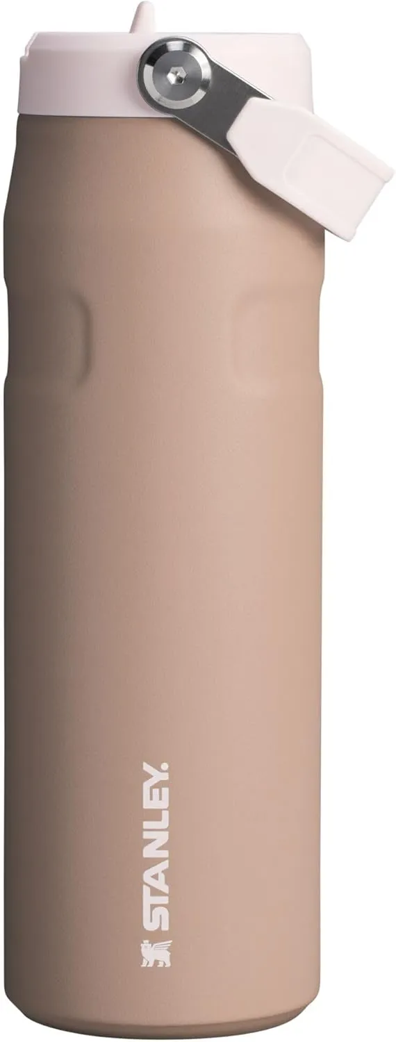 Stanley IceFlow Flip Straw 2.0 Water Bottle 24 OZ | Built-In Straw with Larger Opening | Lightweight & Leak-Resistant | Insulated Stainless Steel | BPA-Free | Almond Rose