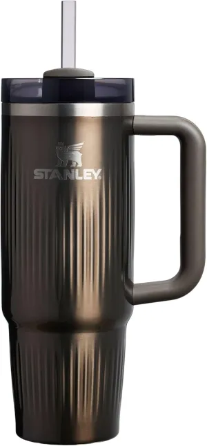 Stanley Quencher H2.0 Tumbler with Handle and Straw 30 oz | Flowstate 3-Position Lid | Cup Holder Compatible for Travel | Insulated Stainless Steel Cup | BPA-Free | Fluted Gunmetal Shine