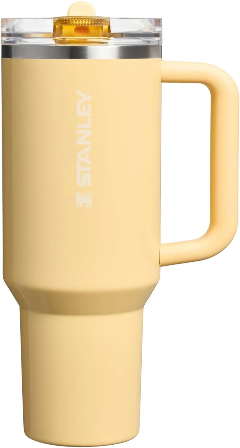 Stanley Quencher ProTour Flip Straw Tumbler with Leakproof Lid 40 oz | Built-In Straw and Handle | Cup Holder Compatible for Travel | Insulated Stainless Steel Cup | BPA-Free | Butter Gloss