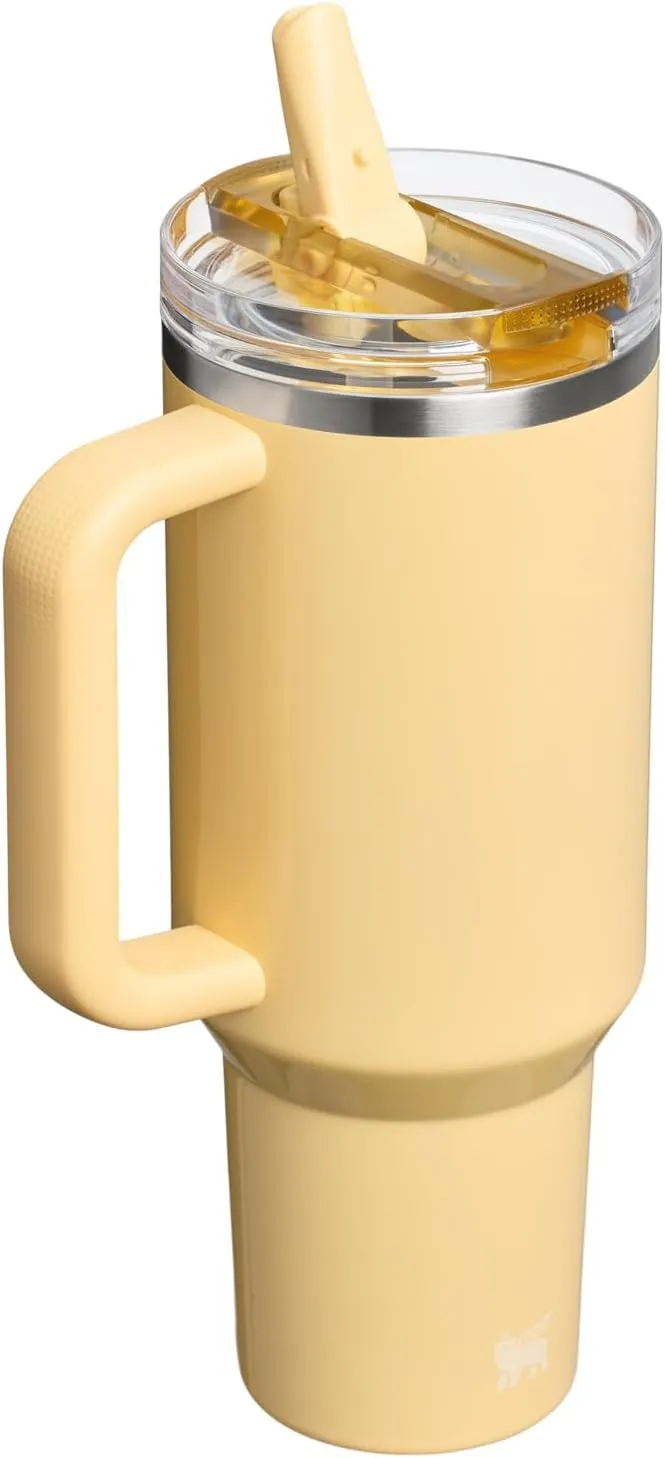 Stanley Quencher ProTour Flip Straw Tumbler with Leakproof Lid 40 oz | Built-In Straw and Handle | Cup Holder Compatible for Travel | Insulated Stainless Steel Cup | BPA-Free | Butter Gloss