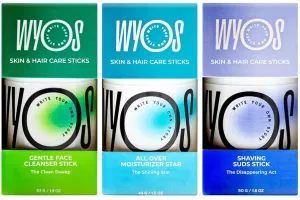 Starter Kit: Face Cleanser   Shaving Stick   Moisturizer Oil Stick Bundle | Travel Size, Leak Free, Vegan, Cruelty Free, Portable, Sulfate Free, Paraben Free, *Bag Included In Purchase*