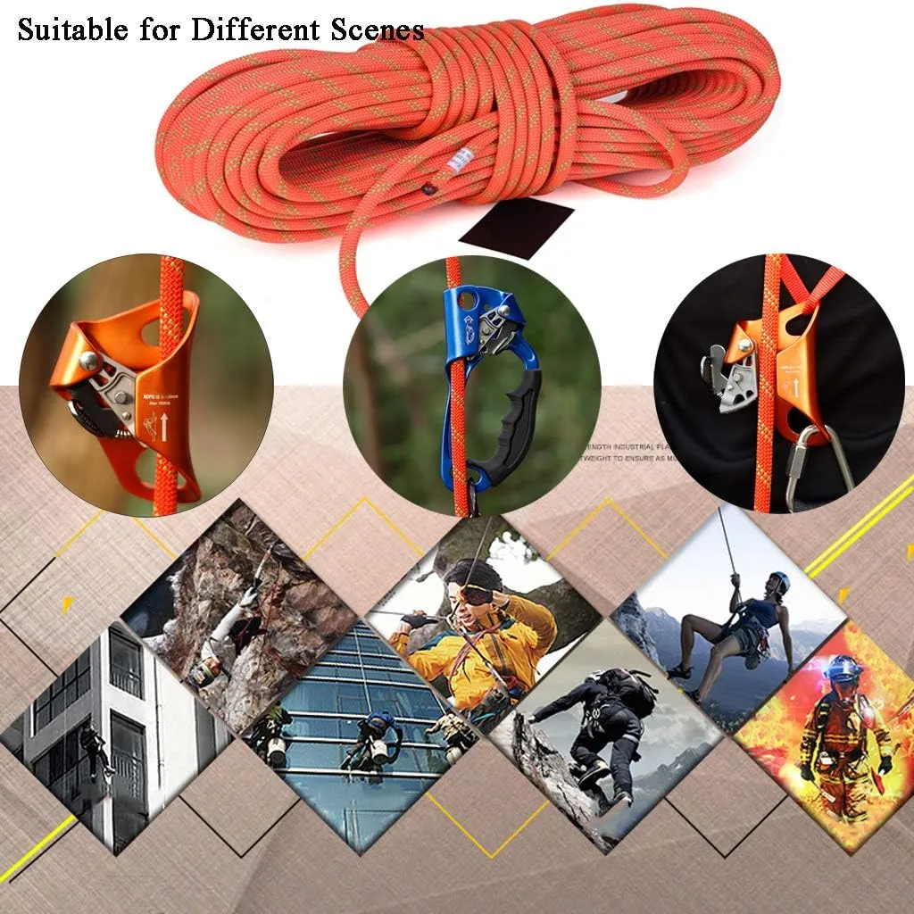Static Rope 12mm Paracord Outdoor Windproof Downhill Rope Aerial Work Safety Lifeline Tent Rope for Climbing Fishing with Sewn