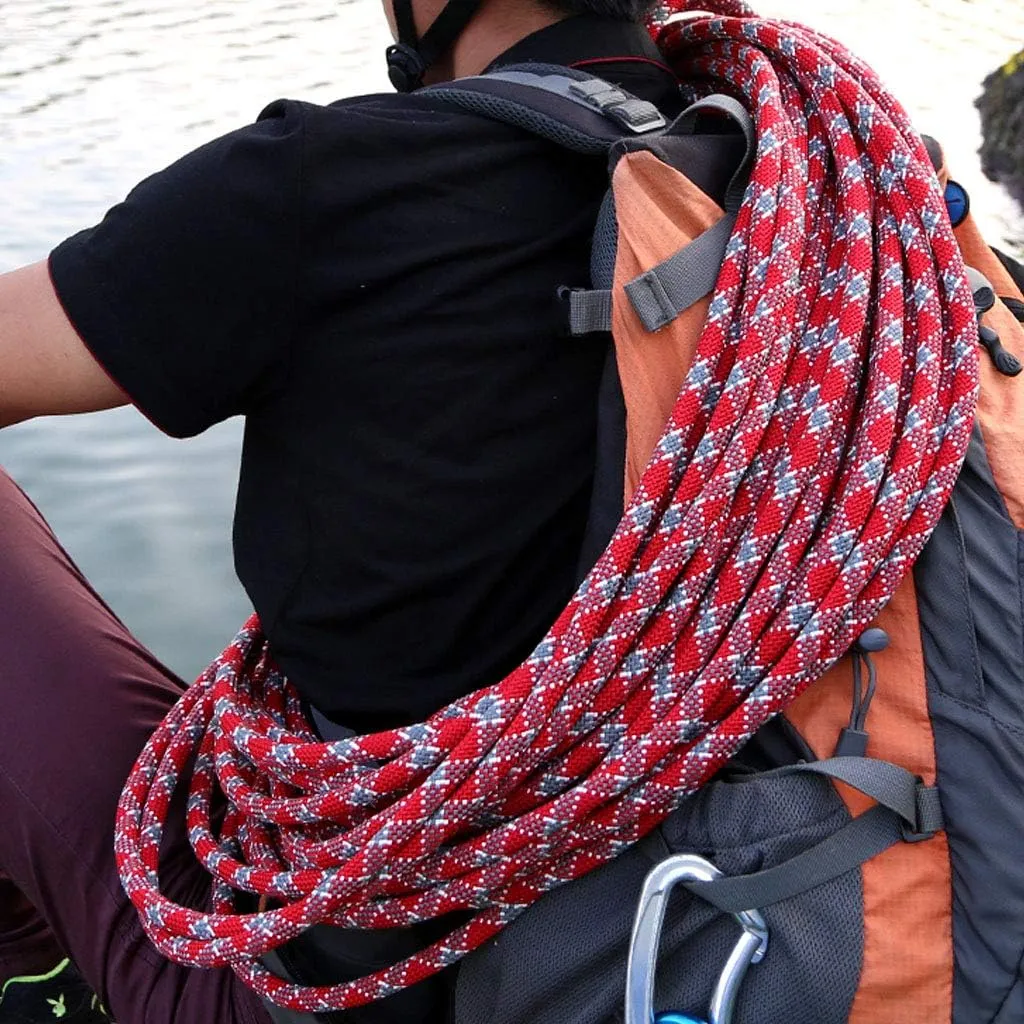 Static Rope 12mm Paracord Outdoor Windproof Downhill Rope Aerial Work Safety Lifeline Tent Rope for Climbing Fishing with Sewn