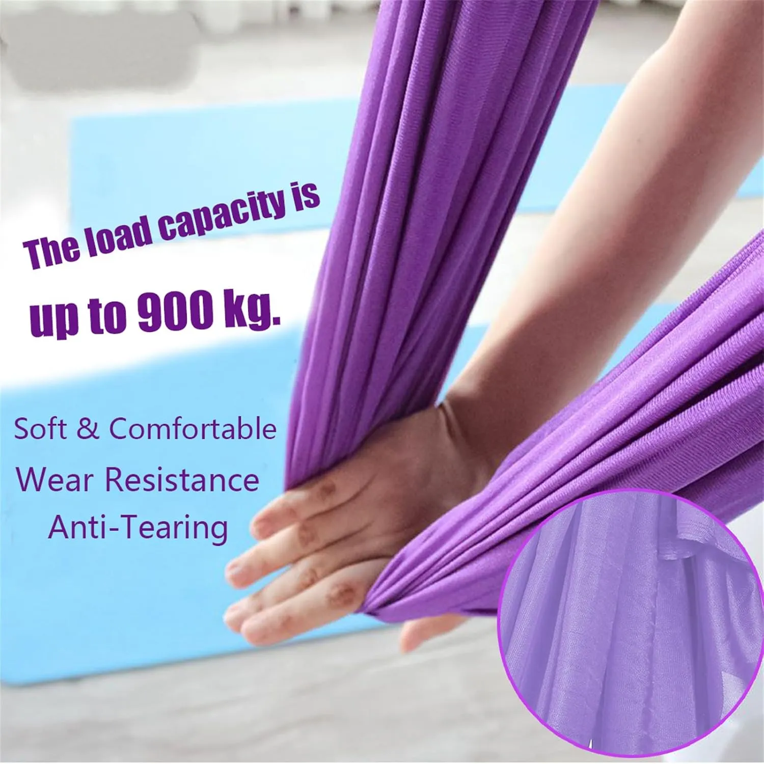 Stretch Aerial Yoga Hammock 280cm Wide 100cm Long Seamless Nylon Swing Load 1984lb for Home Studio