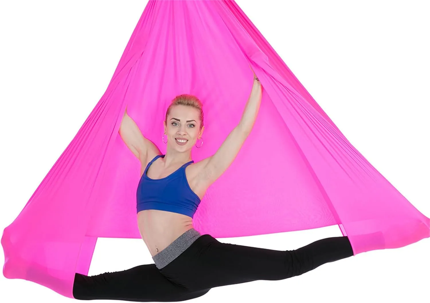 Stretch Aerial Yoga Hammock 280cm Wide 100cm Long Seamless Nylon Swing Load 1984lb for Home Studio