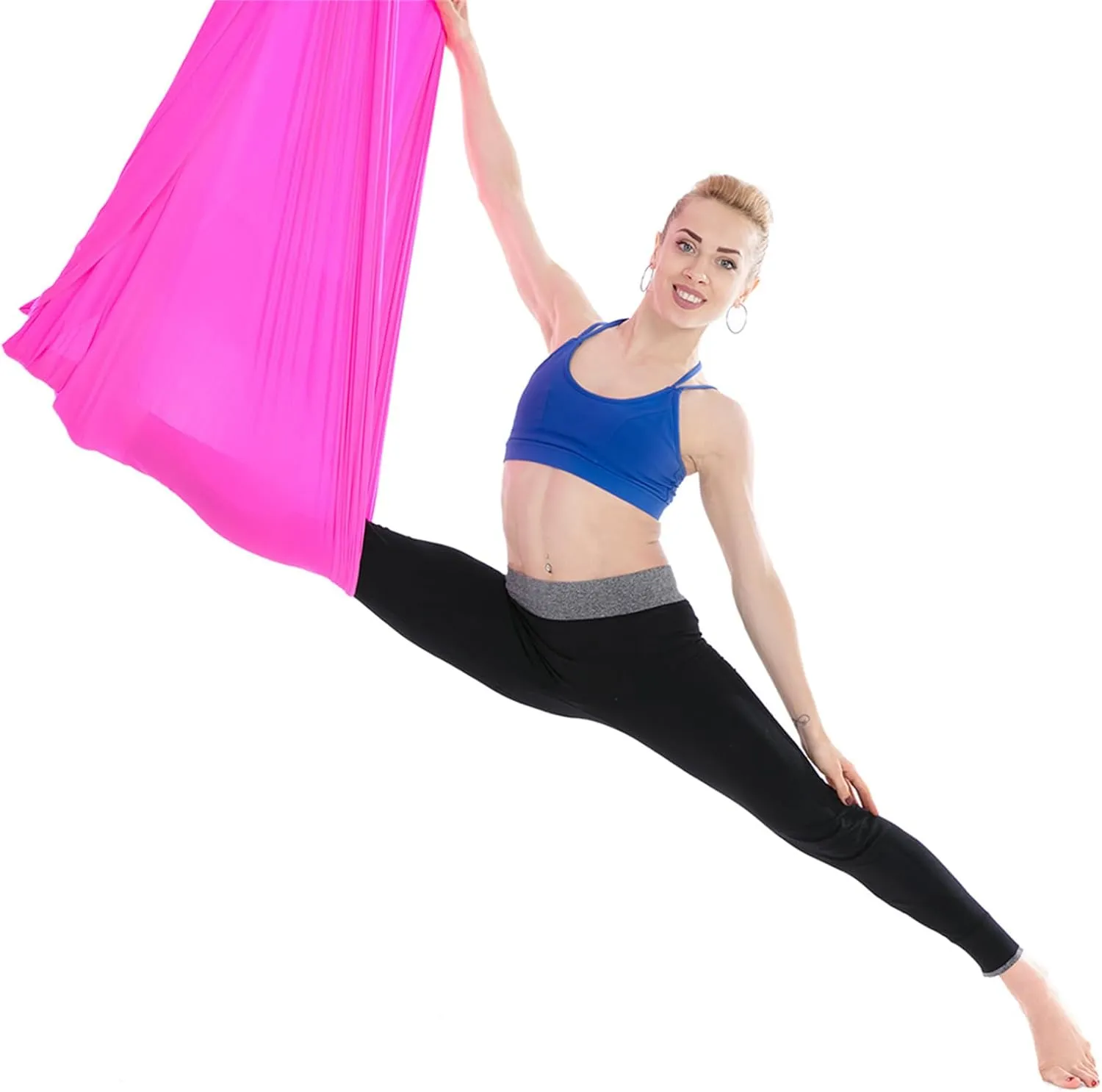 Stretch Aerial Yoga Hammock 280cm Wide 100cm Long Seamless Nylon Swing Load 1984lb for Home Studio