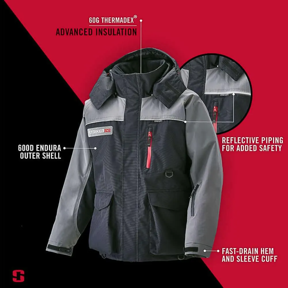 Striker Men's Cold Weather Durable Windproof Water-Resistant Breathable Outdoor Fishing Trekker Jacket with Removable Hood