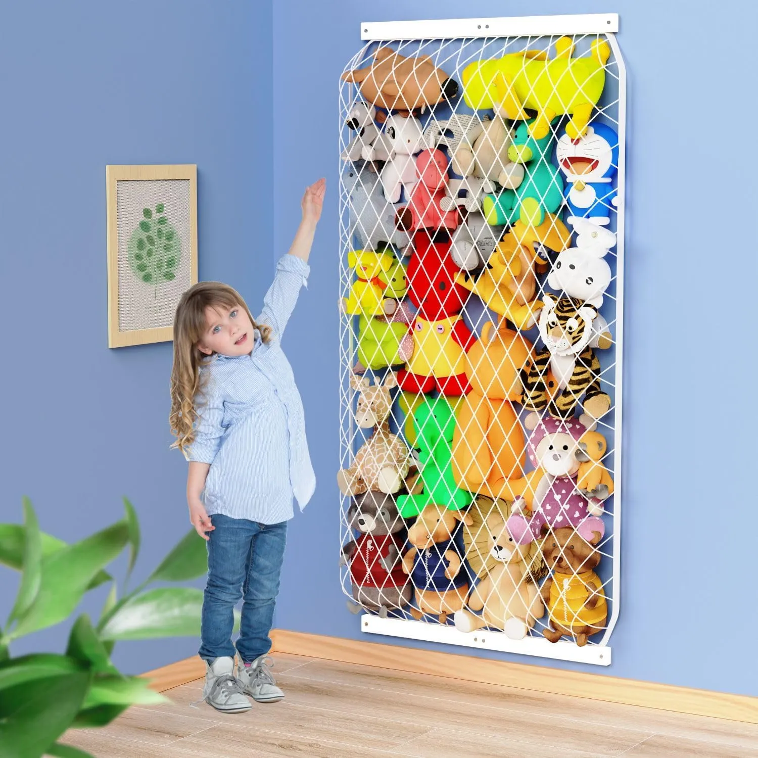 Stuffed Animal Storage Holder, Elastic Stuffed Animal Net,Door/ Wall Mount Length Adjustable Hanging Stuffed Animal Organizer, Plushie Net For Nursery Play Room-White Boards Patent