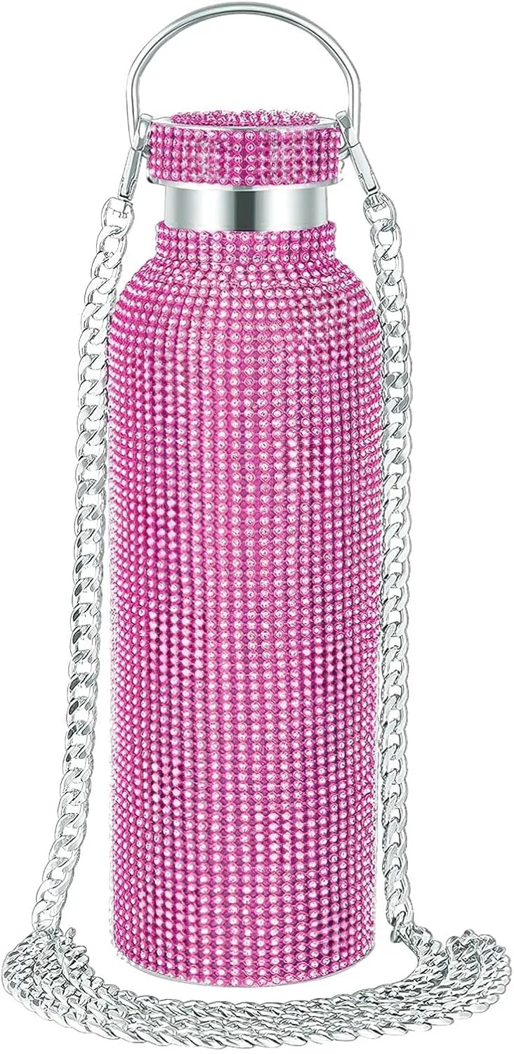 Stylish Water Bottle, 25 Oz Stainless Steel with Sparkling Rhinestones, Insulated Hydration