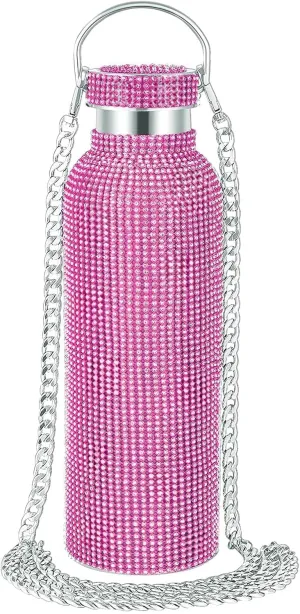 Stylish Water Bottle, 25 Oz Stainless Steel with Sparkling Rhinestones, Insulated Hydration