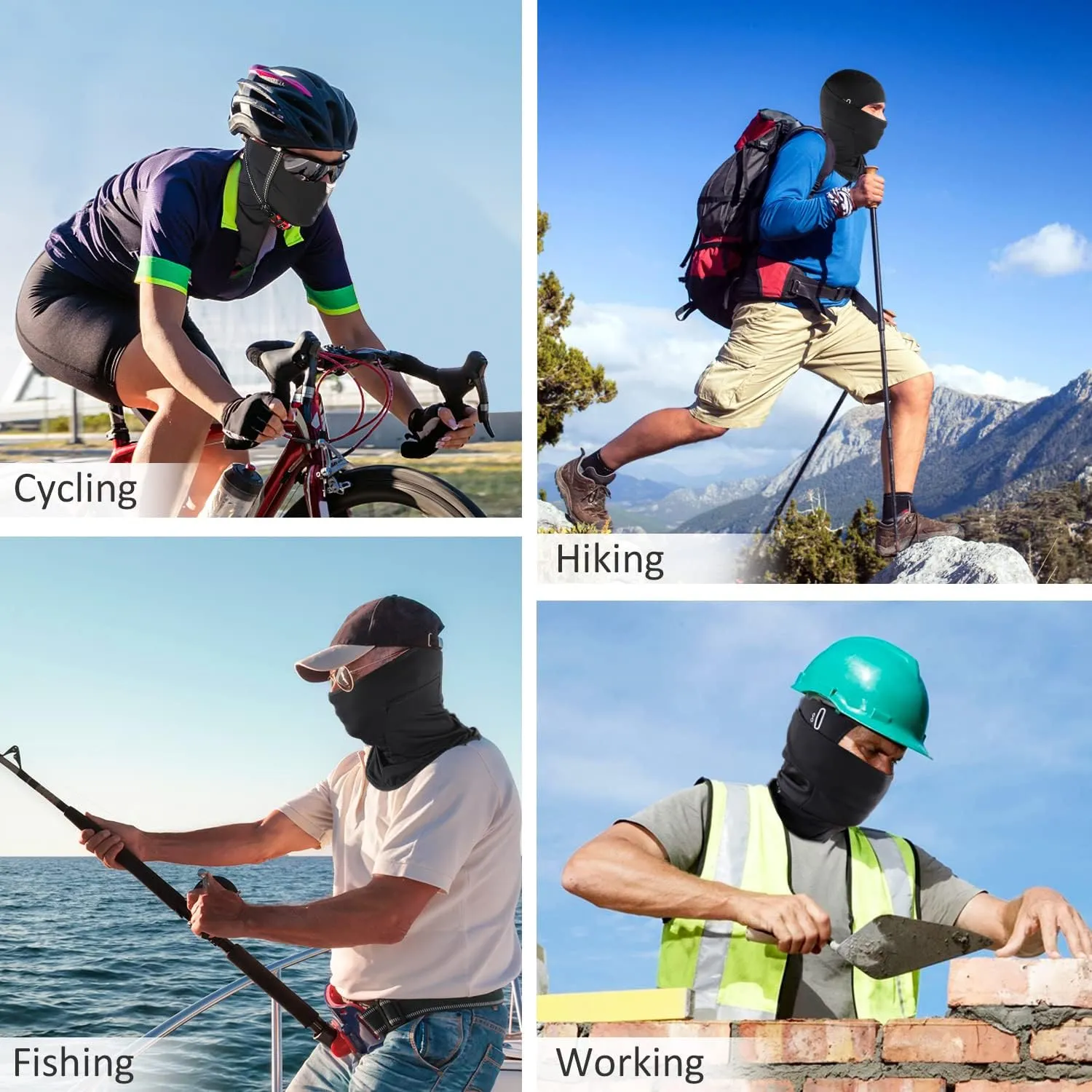 Summer Balaclava Men Women Cooling Ice Silk Face Mask Sun UV Protection Balaclava Hood for Cycling Motorcycling Black