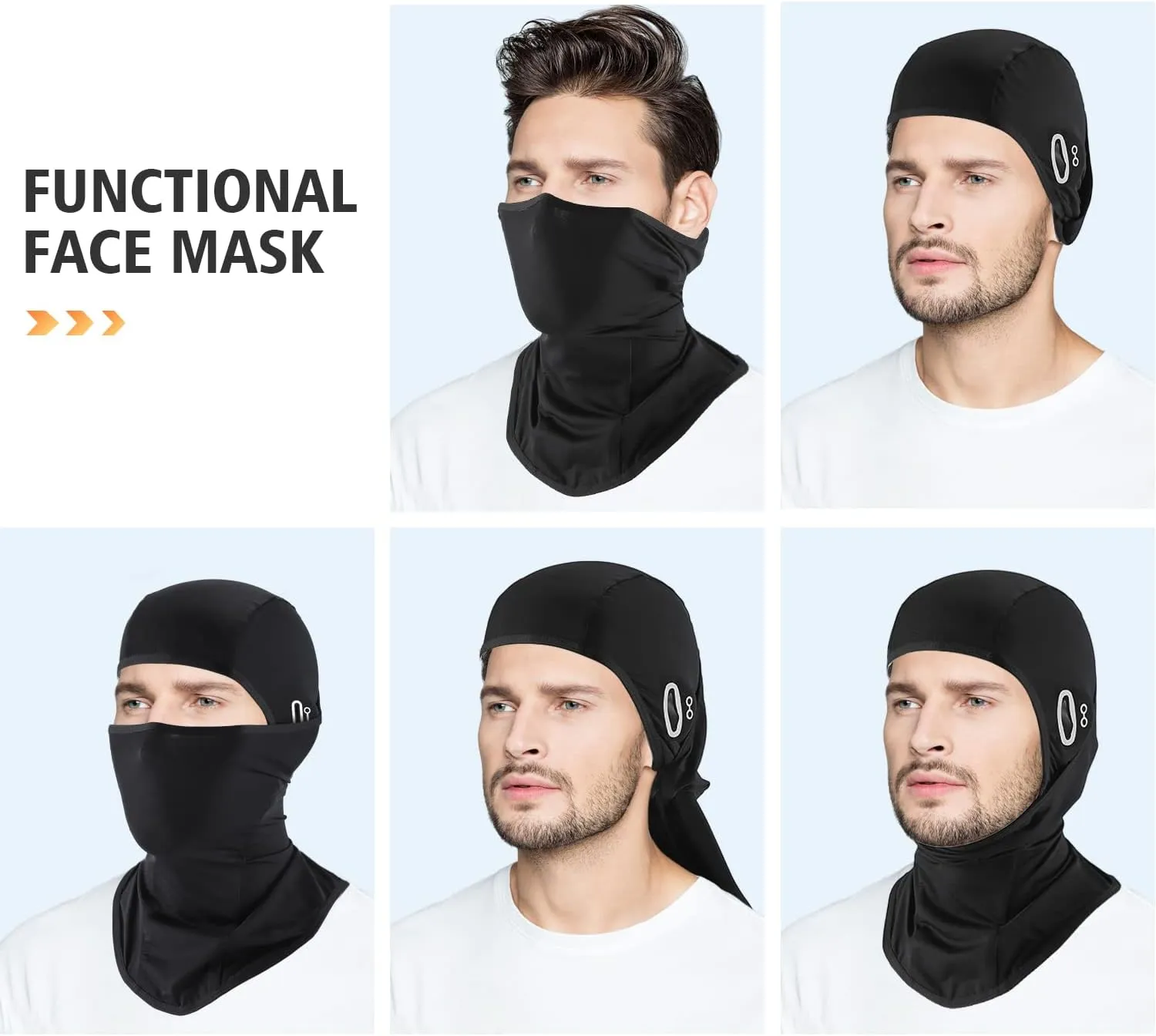 Summer Balaclava Men Women Cooling Ice Silk Face Mask Sun UV Protection Balaclava Hood for Cycling Motorcycling Black
