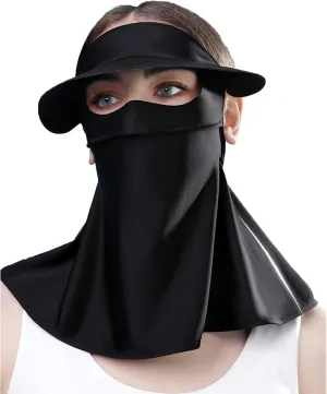 Sun Protection Face Mask, Ice Silk Full Face Cover, Cooling Neck Gaiter, Sun Protection Cap with Earloop for Summer
