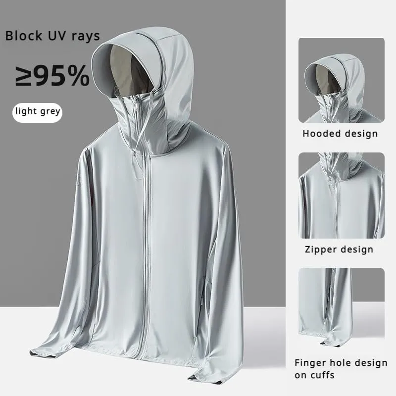 Sun Protection Rash Guard Jacket for Men - Fishing Shirts with UV Protection Hoodie