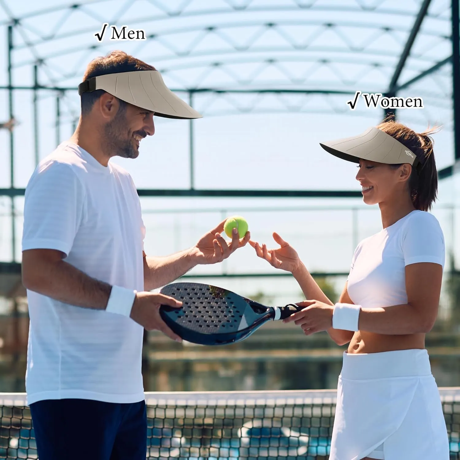 Sun Visor Hat for Women Men Wide Brim UPF50  Packable Seamless Beach Hats Adjustable Ponytail Sun Hats for Outdoor