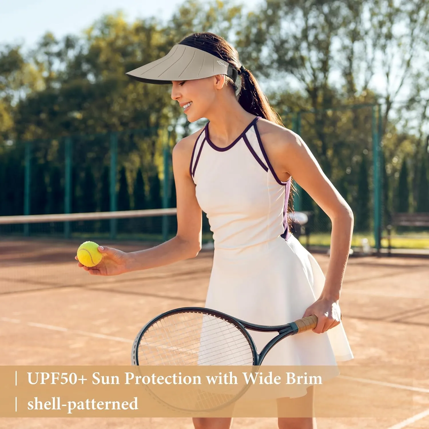 Sun Visor Hat for Women Men Wide Brim UPF50  Packable Seamless Beach Hats Adjustable Ponytail Sun Hats for Outdoor