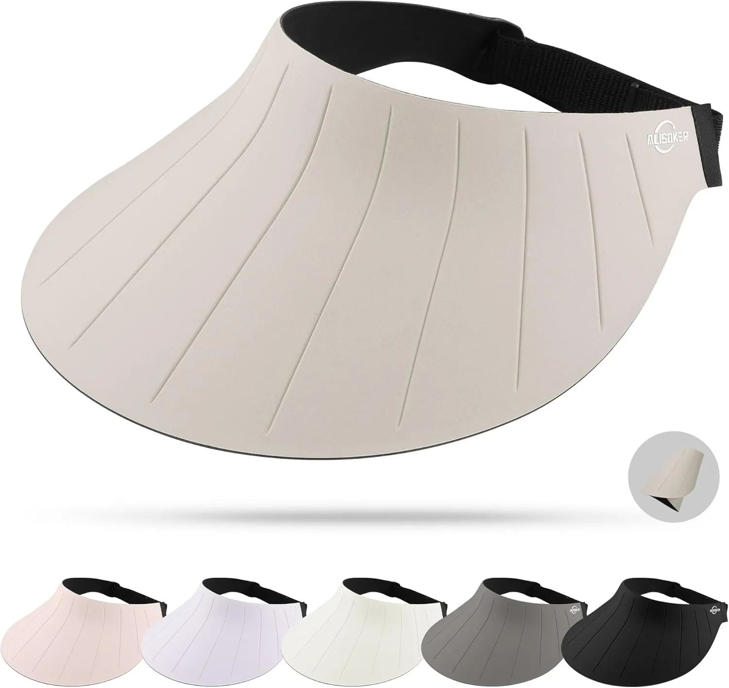 Sun Visor Hat for Women Men Wide Brim UPF50  Packable Seamless Beach Hats Adjustable Ponytail Sun Hats for Outdoor