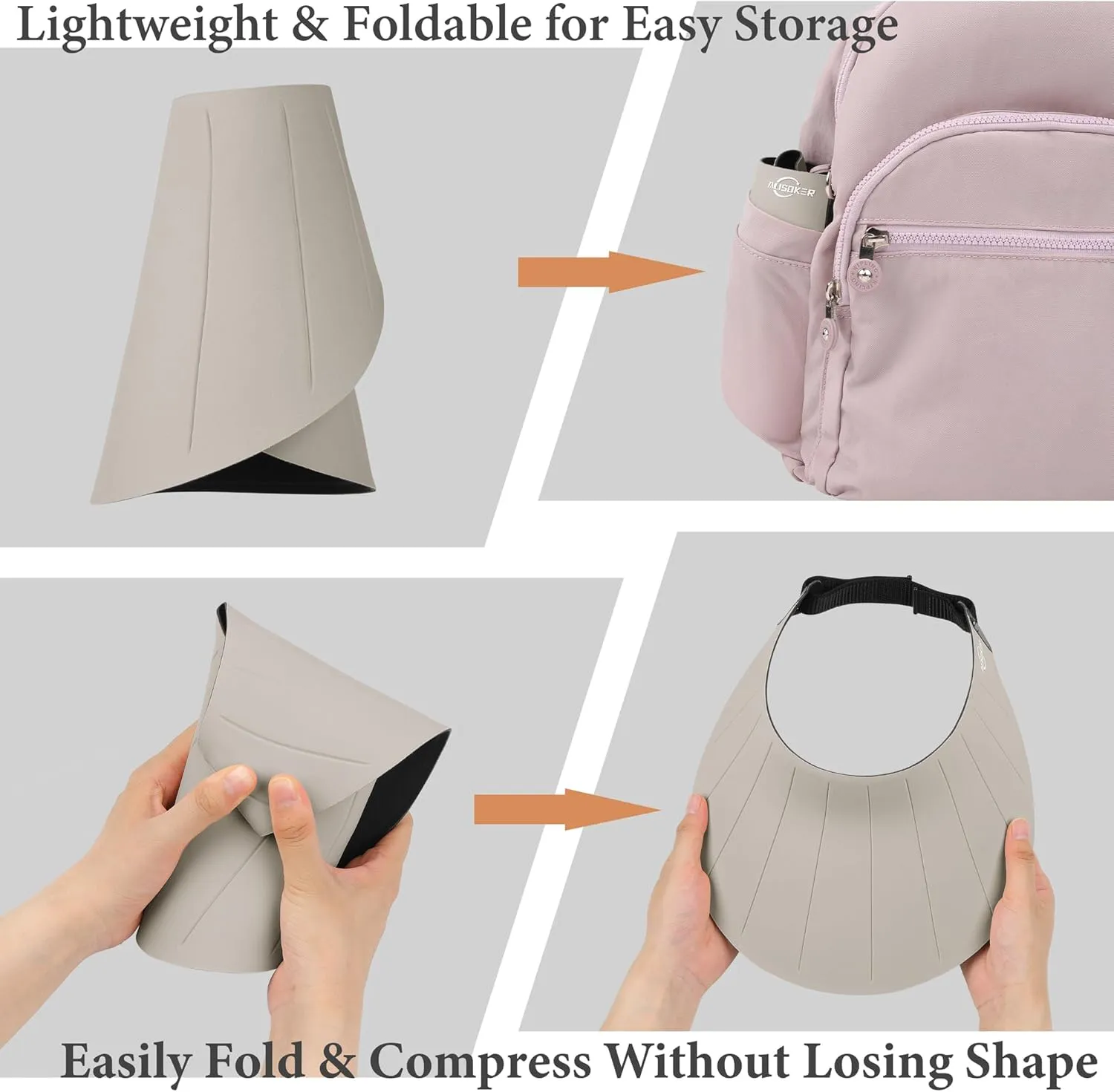 Sun Visor Hat for Women Men Wide Brim UPF50  Packable Seamless Beach Hats Adjustable Ponytail Sun Hats for Outdoor