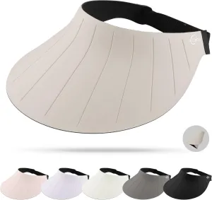 Sun Visor Hat for Women Men Wide Brim UPF50  Packable Seamless Beach Hats Adjustable Ponytail Sun Hats for Outdoor