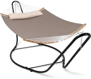 SUNCREAT Double Hammock with Curved Spreader Bar, Hammock with Stand Included 2 Person, Patent Pending, Coffee