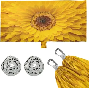 Sunflower Yellow Camping Hammock, Single Portable Hammocks with Tree Straps & Attached Carry Bag, 330Lbs Capacity Perfect for Outside Indoor Hiking Beach Backpack Travel