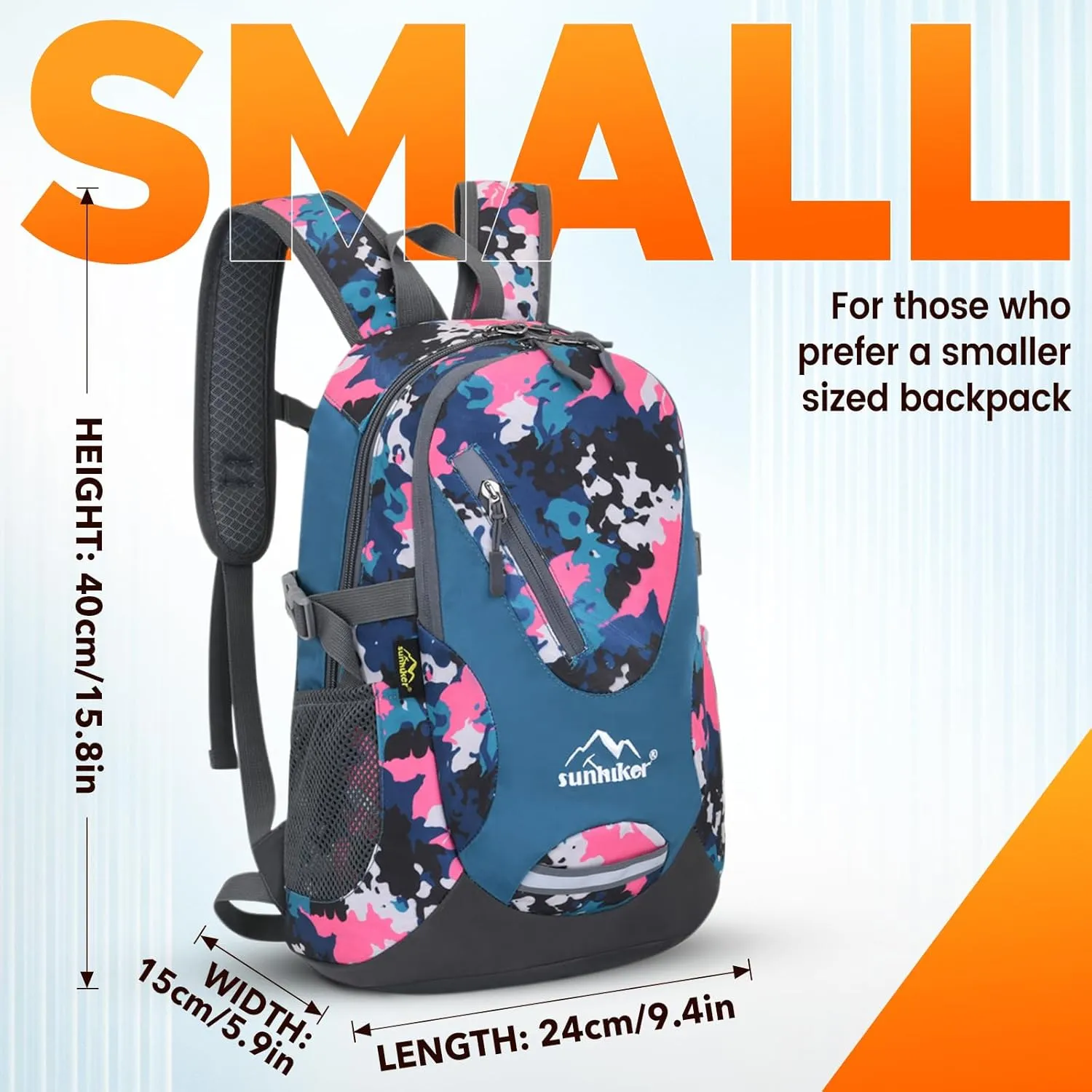 sunhiker Small Cycling Hiking Backpack Water Resistant Travel Backpack Lightweight Daypack M0714 （20-25L-Pink Camo