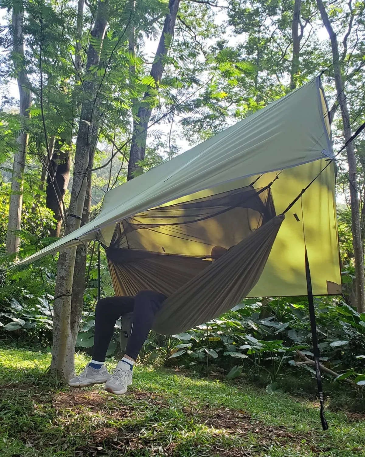 Sunyear Portable Double Camping Hammock with Net & Rain Fly