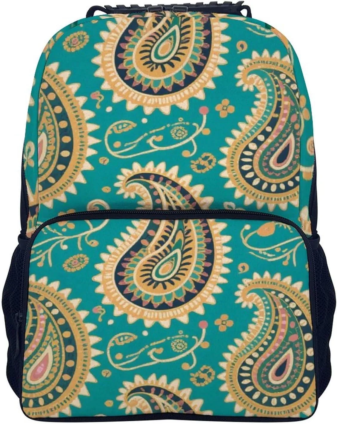 Supdreamc Lightweight Backpack for Gym Travel Bicycle - Big Capacity Multipurpose Anti-Theft Carry On Bag, Colorful Flowers Leaves Paisley Art Travel Hiking Bag & Day Pack