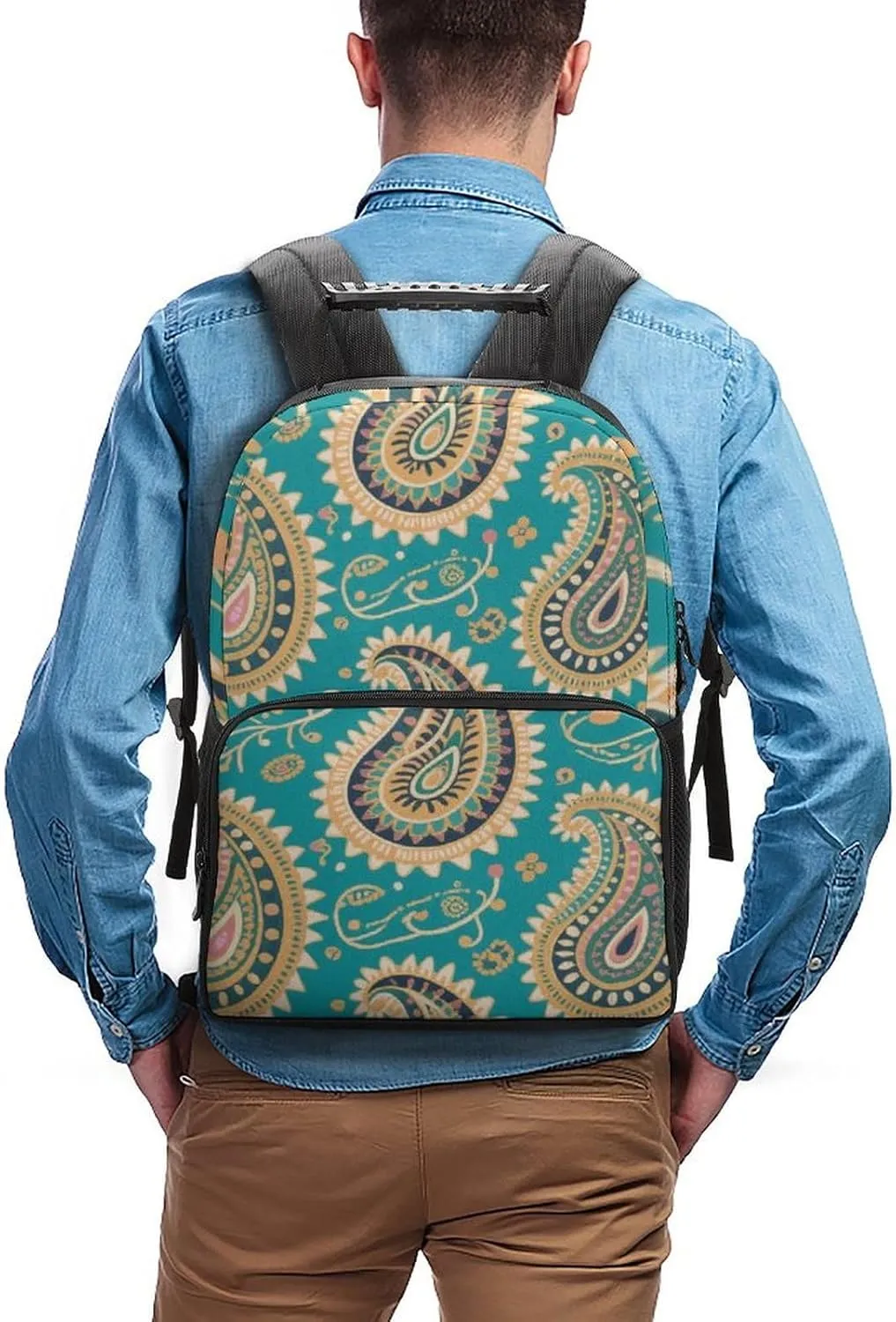 Supdreamc Lightweight Backpack for Gym Travel Bicycle - Big Capacity Multipurpose Anti-Theft Carry On Bag, Colorful Flowers Leaves Paisley Art Travel Hiking Bag & Day Pack