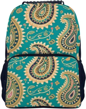 Supdreamc Lightweight Backpack for Gym Travel Bicycle - Big Capacity Multipurpose Anti-Theft Carry On Bag, Colorful Flowers Leaves Paisley Art Travel Hiking Bag & Day Pack