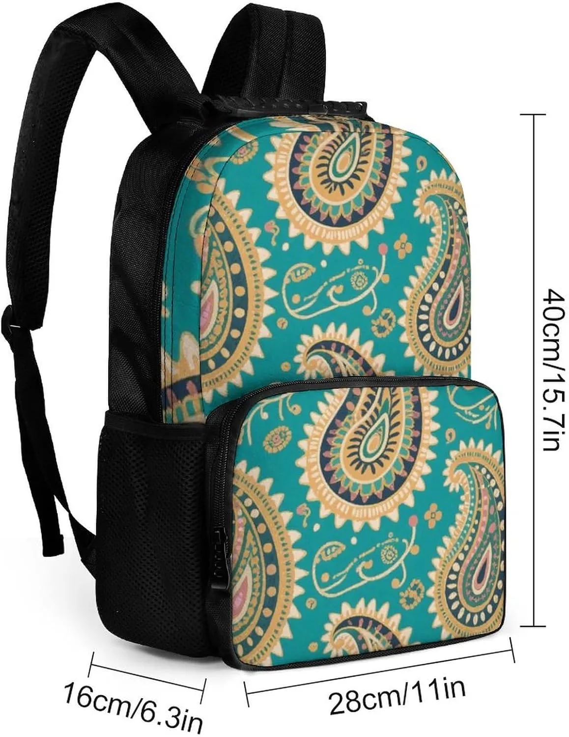 Supdreamc Lightweight Backpack for Gym Travel Bicycle - Big Capacity Multipurpose Anti-Theft Carry On Bag, Colorful Flowers Leaves Paisley Art Travel Hiking Bag & Day Pack