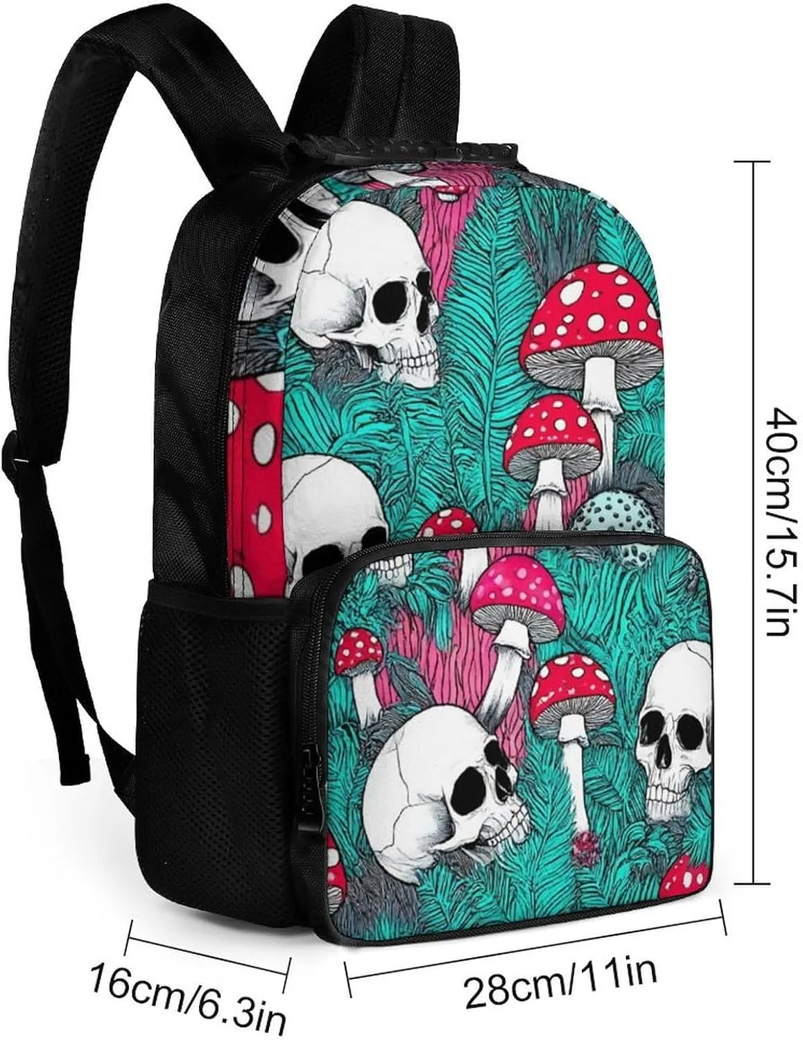 Supdreamc Lightweight Daypack Backpack for Trekking Work Running - Big Capacity Multipurpose Anti-Theft Bookbag, Green Leaf Trippy Mushroom Eye Skull Business Computer Bag