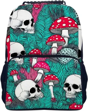 Supdreamc Lightweight Daypack Backpack for Trekking Work Running - Big Capacity Multipurpose Anti-Theft Bookbag, Green Leaf Trippy Mushroom Eye Skull Business Computer Bag