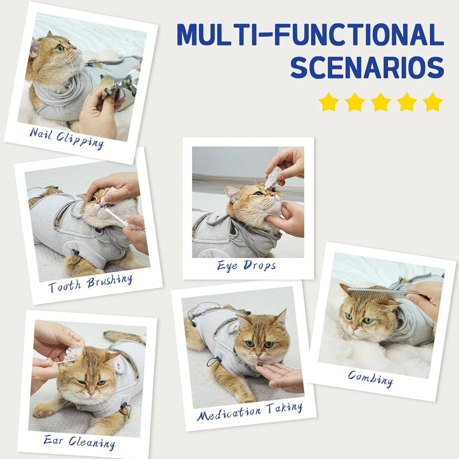 Supet Cat Grooming Hammock, Self-Adherent Cat Nail Clipper Hammock, Anti-Escape Wrap for Cutting Nails, Calm Down for Medicine, Teeth Brushing, Ear Cleaning