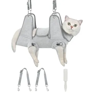 Supet Cat Grooming Hammock, Self-Adherent Cat Nail Clipper Hammock, Anti-Escape Wrap for Cutting Nails, Calm Down for Medicine, Teeth Brushing, Ear Cleaning