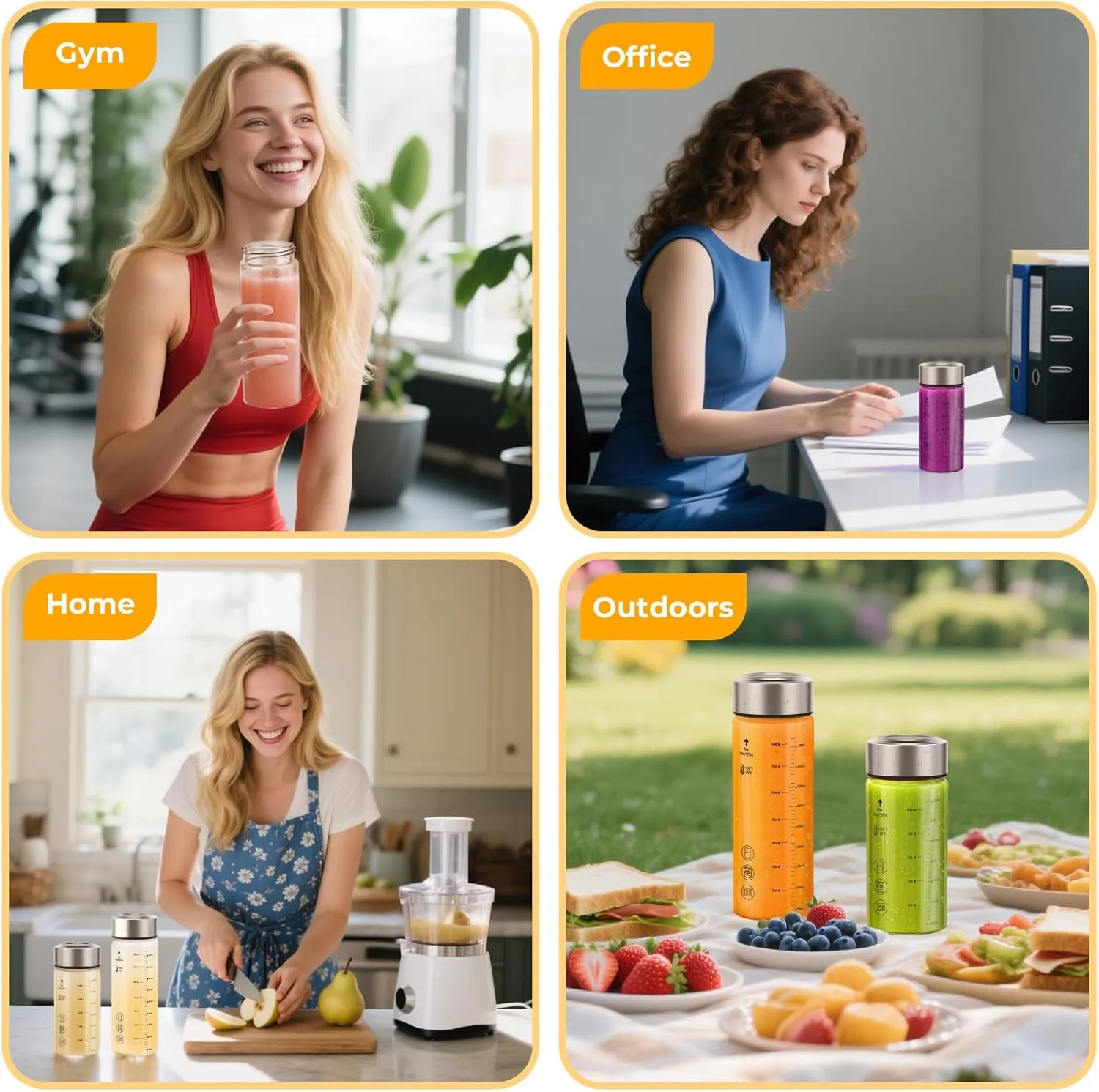 Sursip Glass Juice Bottles 6 Pack 16 oz – Wide Mouth Reusable Bottles with Stainless Steel Lids – Heat-Resistant Borosilicate Glass, BPA Free, Leakproof for Juicing, Smoothies, Milk, Infused Water
