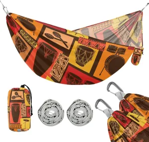 susiyo Portable Camping Hammock Abstract Musical Drum Percussion Sets Printed Lightweight Hammock Comfortable Travel Swing with Tree Straps for Camping Hiking Backpacking Travel or Beach - Up to 330lb