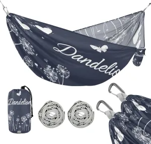 susiyo Portable Camping Hammock Butterflies Flying Dandelions Printed Lightweight Hammock Comfortable Travel Swing with Tree Straps for Camping Hiking Backpacking Travel or Beach - Up to 330lbs