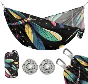 susiyo Portable Camping Hammock Colorful Dragonflies Printed Lightweight Hammock Comfortable Travel Swing with Tree Straps for Camping Hiking Backpacking Travel or Beach - Up to 330lbs
