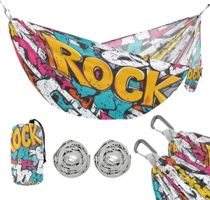 susiyo Portable Camping Hammock Colorful Graffiti Printed Lightweight Hammock Comfortable Travel Swing with Tree Straps for Camping Hiking Backpacking Travel or Beach - Up to 330lbs