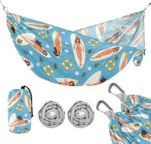 susiyo Portable Camping Hammock Cute Beach Girls Printed Lightweight Hammock Comfortable Travel Swing with Tree Straps for Camping Hiking Backpacking Travel or Beach - Up to 330lbs