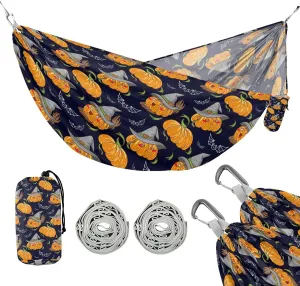 susiyo Portable Camping Hammock Kawaii Funny Halloween Pumpkins Printed Lightweight Hammock Comfortable Travel Swing with Tree Straps for Camping Hiking Backpacking Travel or Beach - Up to 330lbs