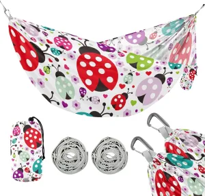 susiyo Portable Camping Hammock Lady Bug Polka Dot Printed Lightweight Hammock Comfortable Travel Swing with Tree Straps for Camping Hiking Backpacking Travel or Beach - Up to 330lbs