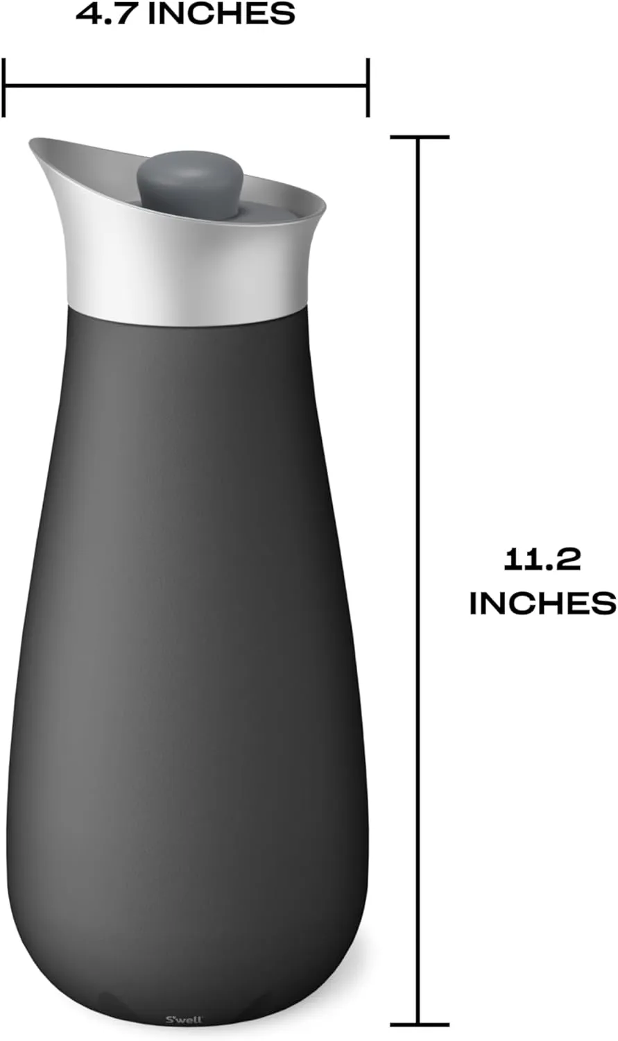 S'well Stainless Steel Carafe with Silicone Lid, 1.5L, Onyx, Triple Layered Vacuum Insulated Container Keeps Drinks Colder for Longer, BPA Free Barware