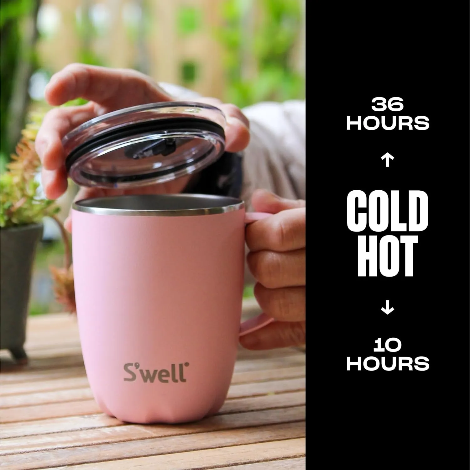 S'well Stainless Steel Mug with Handle, 12oz, Pink Topaz, Triple Layered Vacuum Insulated Containers Keeps Drinks Colder and Hotter for Longer, BPA Free