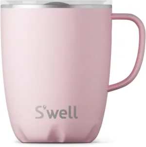 S'well Stainless Steel Mug with Handle, 12oz, Pink Topaz, Triple Layered Vacuum Insulated Containers Keeps Drinks Colder and Hotter for Longer, BPA Free